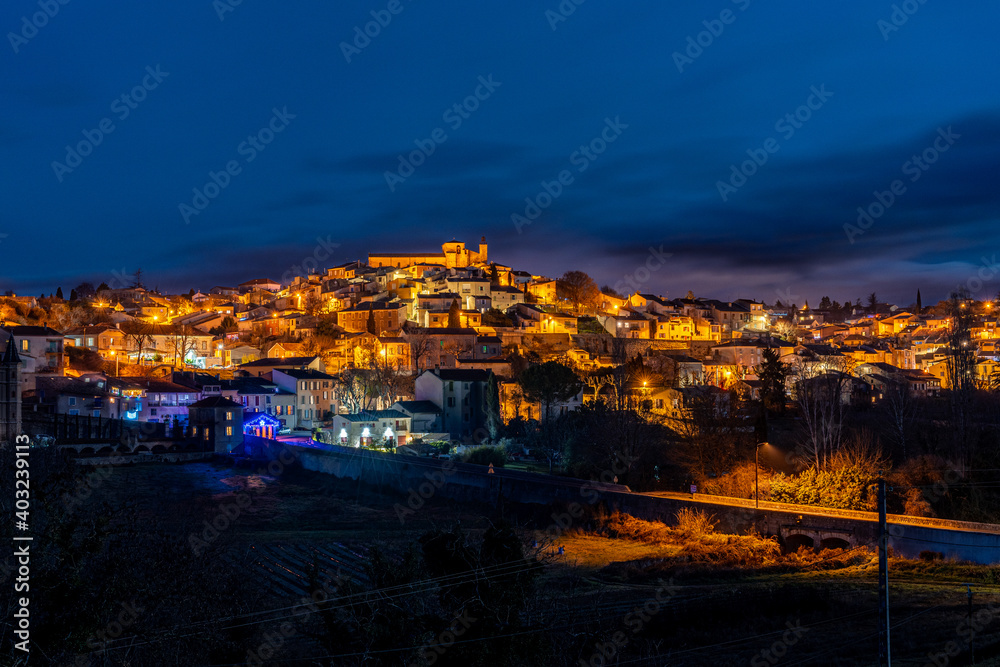 Night view of village Valensole, Provence, France