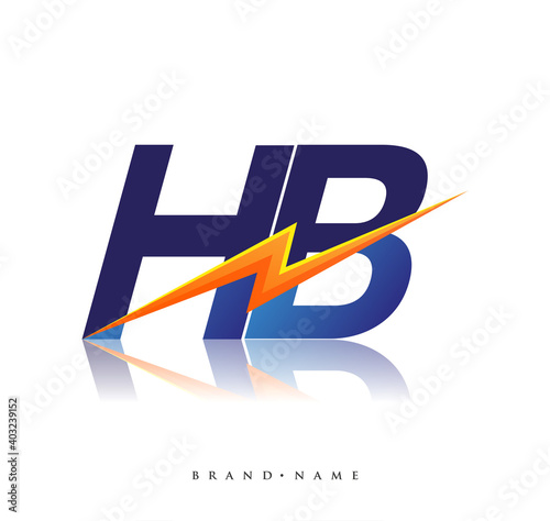 Letter HB logo with Lightning icon, letter combination Power Energy Logo design for Creative Power ideas, web, business and company.