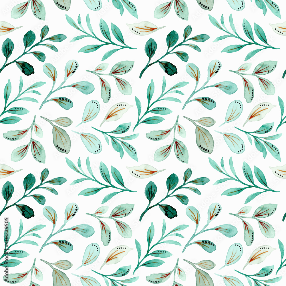 Green leaves watercolor seamless pattern Green leaves watercolor seamless pattern
