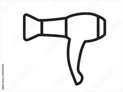 Hair dryer icon for drying hair.Barber symbol silhouette isolated on white background. 
Vector illustration for Website page and mobile app design.