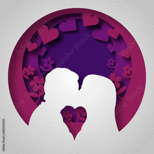 Vector romance in paper art style