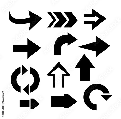 Arrows big black set icons. Arrow icon isolated on white background
