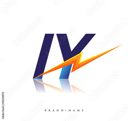 Letter IY logo with Lightning icon, letter combination Power Energy Logo design for Creative Power ideas, web, business and company. photo