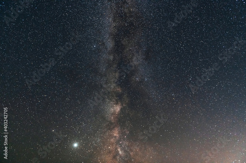 Fototapeta Naklejka Na Ścianę i Meble -  Fantastic view of night starry sky with mily way galaxy. Conception of space
