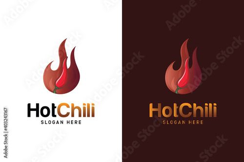 Modern Red Hot Chili logo designs concept vector, Spicy Pepper logo designs template