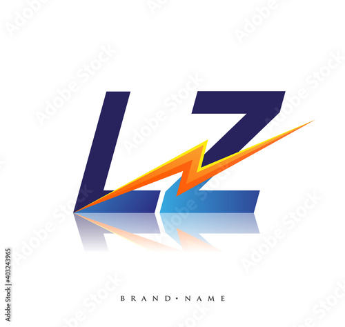 Letter LZ logo with Lightning icon, letter combination Power Energy Logo design for Creative Power ideas, web, business and company. photo