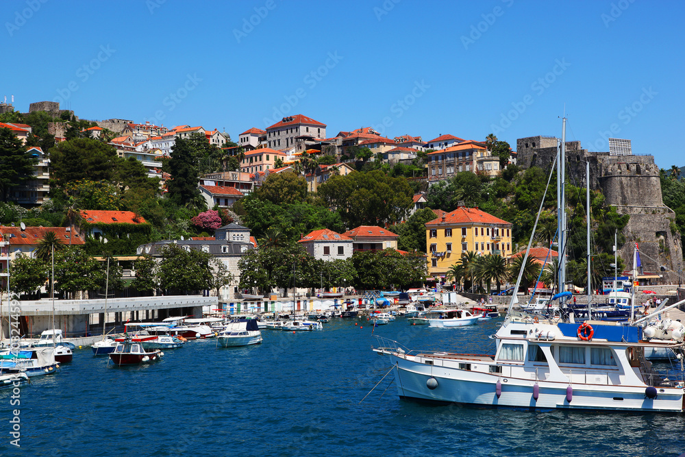 Yachts on pier in Montenegro