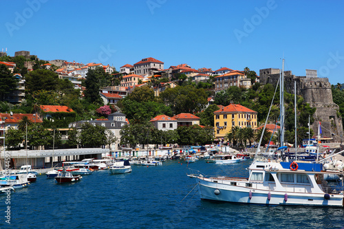 Yachts on pier in Montenegro