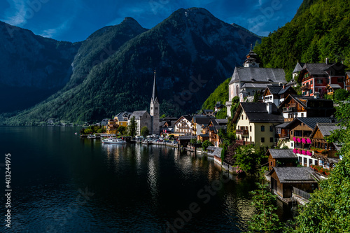 Picturesque Lakeside Town Hallstatt At Lake Hallstaetter See In Austria © grafxart