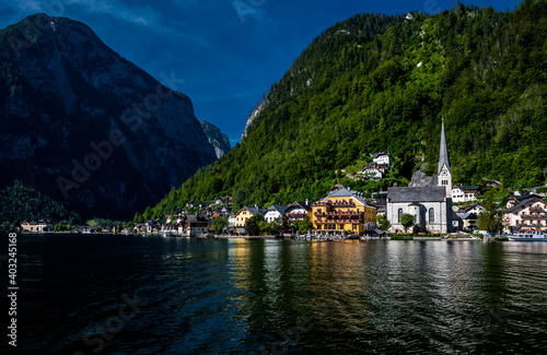 Picturesque Lakeside Town Hallstatt At Lake Hallstaetter See In Austria