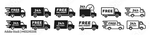 Fast delivery truck icon. Vector illustration