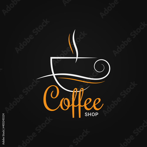 Coffee cup logo on black design background