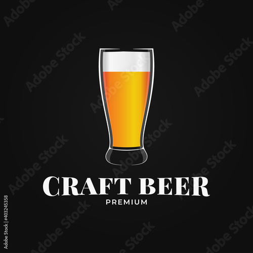 Beer glass logo. Craft beer on black background