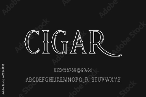 typeface vector design, alphabet font, dark and white style