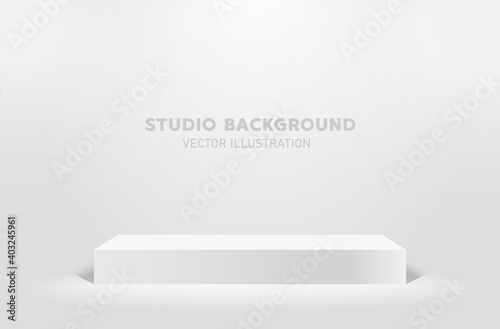 White platform or empty pedestal. Podium for product. Vector illustration