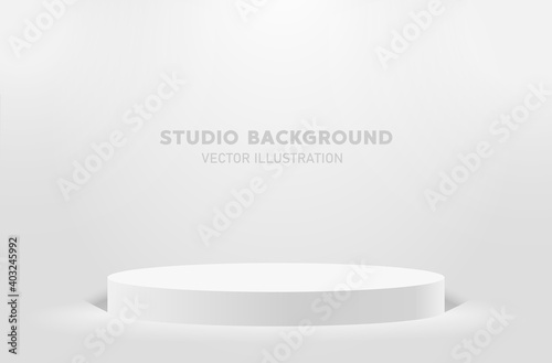 White platform or empty pedestal. Podium for product. Vector illustration