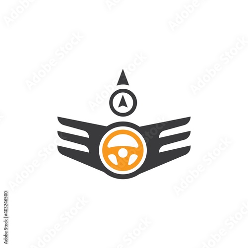car steering wheel wings  icon vector illustration