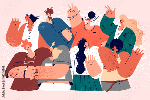 Business team, office workers, multicultural group concept