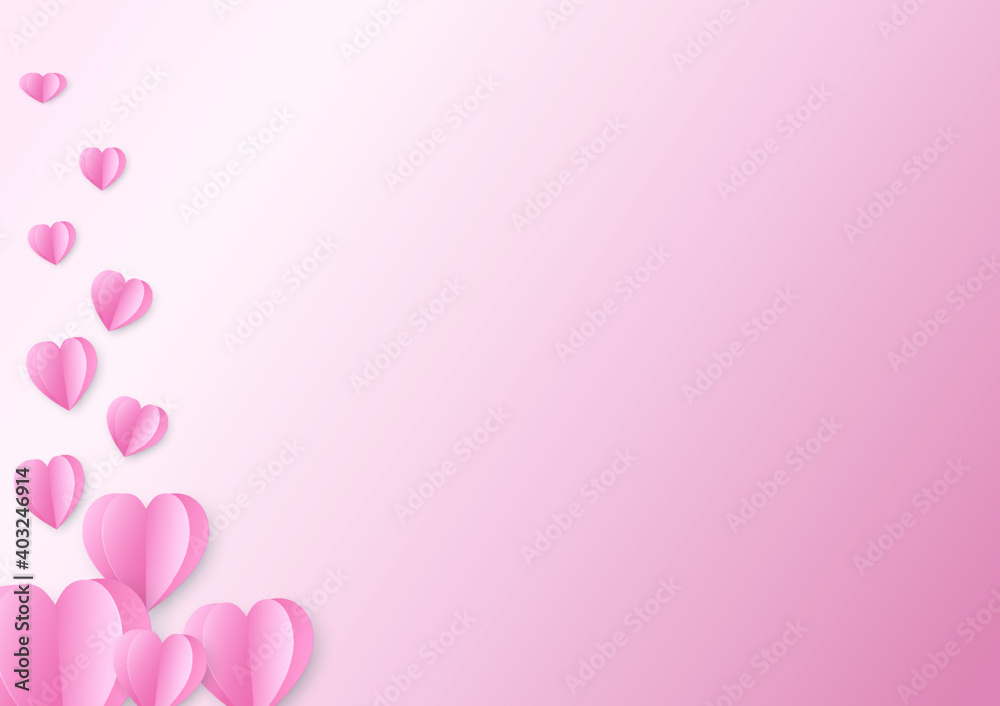 pink background,Sweet Heart and Pink Heart on pink background. Vector symbols of love for Happy Women Mother,Valentine Day, birthday greeting card design.