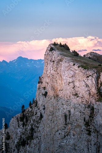sunset in the mountains - vercors, France