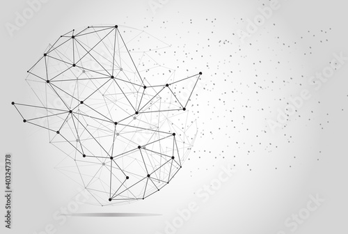 Global network concept. Technology connection background. World globe blockchain technology background connect dots and lines. Abstract concept. Digital network technology, vector background