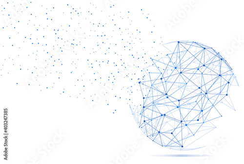Global network concept. Technology connection background. World globe blockchain technology background connect dots and lines. Abstract concept. Digital network technology, vector background