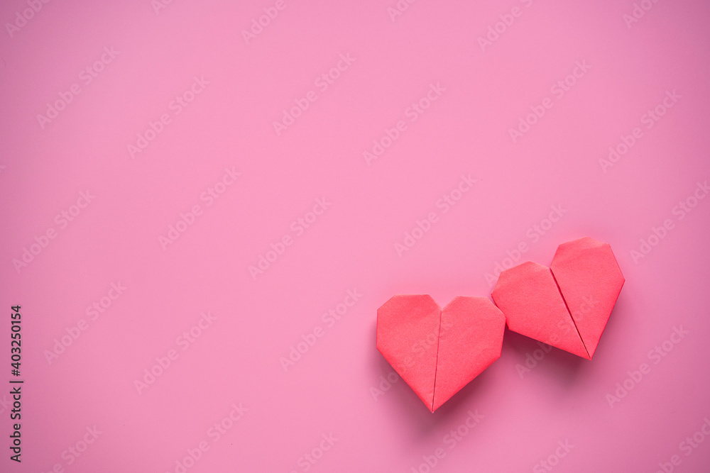 Valentine’s Day concept, Red heart on pink background.