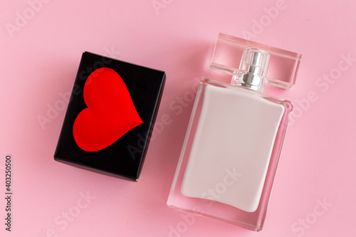 Perfume with hearts as a gift for valentine's day