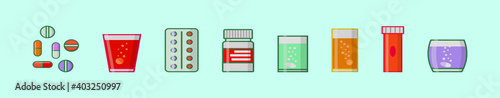 set of effervescent cartoon icon design template with various models. vector illustration isolated on blue background