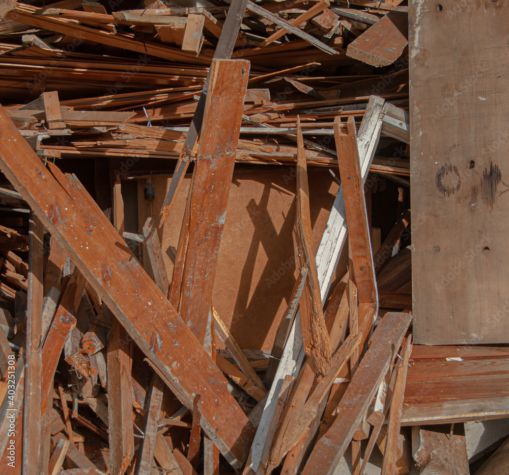 destroyed wooden house