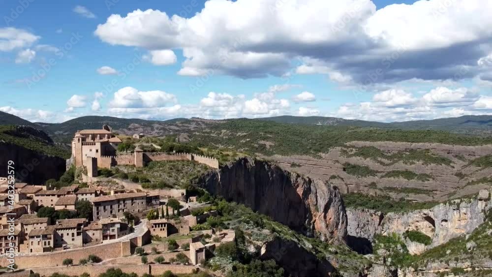 Aerial view of Alquezar medieval Village in Spain Aerial view of Alquezar medieval Village in Spain