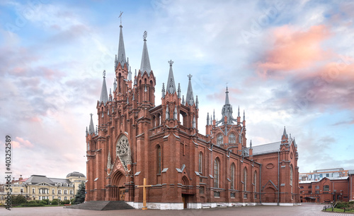 Принти на полотні The Cathedral of the Immaculate Conception of the Holy Virgin Mary in Moscow, Russia, a neo-Gothic Catholic Church