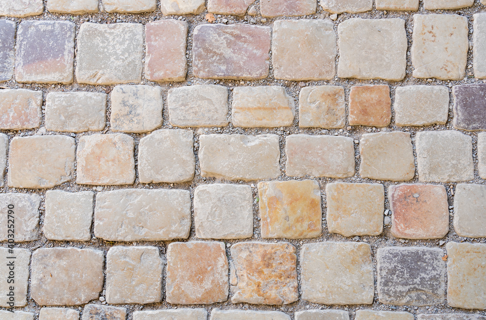 Granite cobblestoned pavement background. Full frame of regular square cobbles in rows. Natural stone textured background Granite cobblestoned pavement background. Full frame of regular square cobbles in rows. Natural stone textured background
