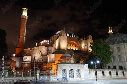 Night view of Hagia Sophia or Ayasofya (Turkish), Istanbul, Turkey. It is the former Greek Orthodox Christian patriarchal cathedral, later an Ottoman imperial photo
