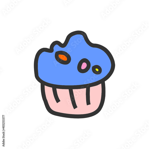 cupcake vector, cupcake doodle vector illustration