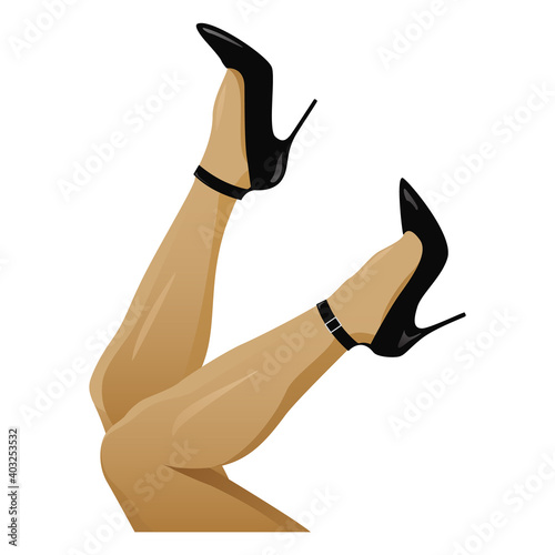 Legs in Black High Heels Isolated Vector Illustration 