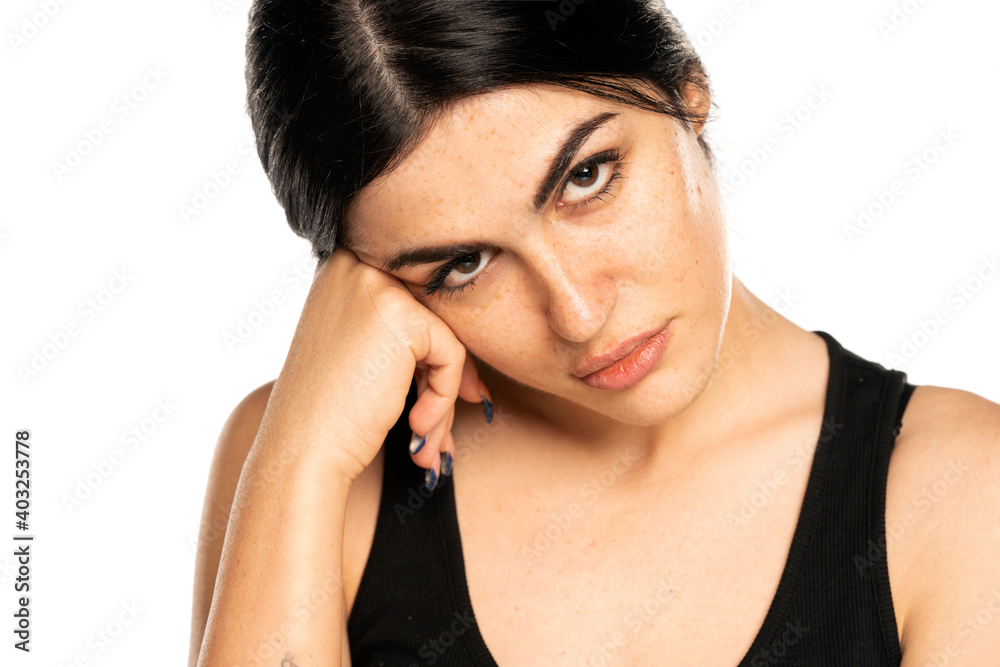 Sad and beautiful young woman