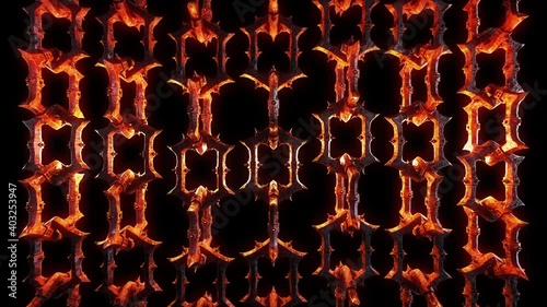 Spiky Metal Chain VJ Loop is a motion graphics clip featuring demonic chains with spikes and hell glow. This video is perfect for VJ thematic sets, metal and gothic festivals, Halloween rave parties