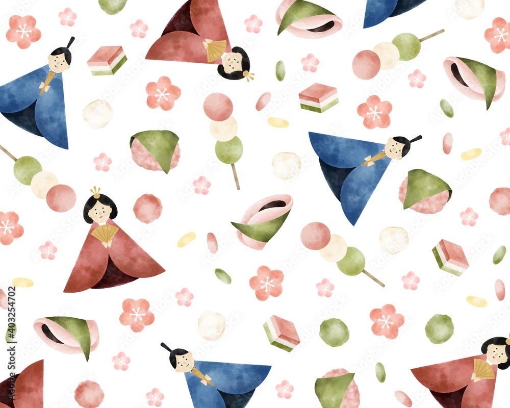 ひな祭りのイメージ 背景素材 水彩風イラスト Stock Vector Adobe Stock