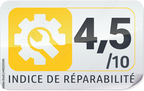 Sticker indice de réparabilité jaune