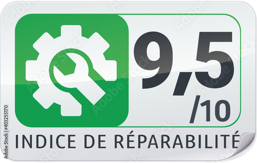 Sticker indice de réparabilité vert photo