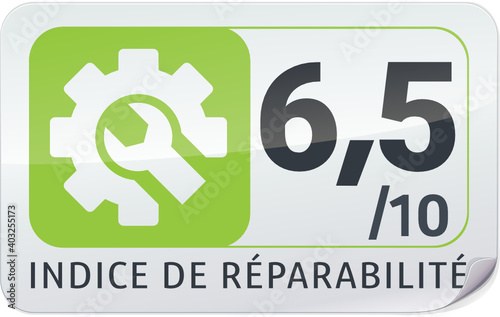 Sticker indice de réparabilité vert clair