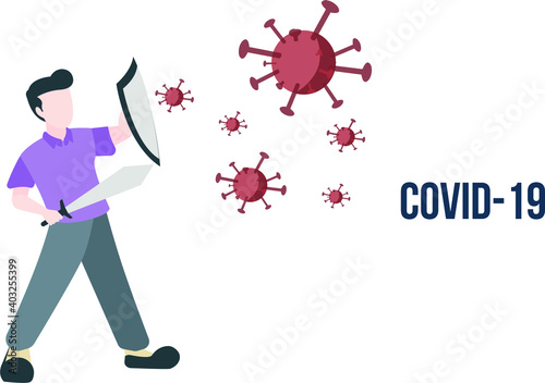 flat design of people against covid 19 virus