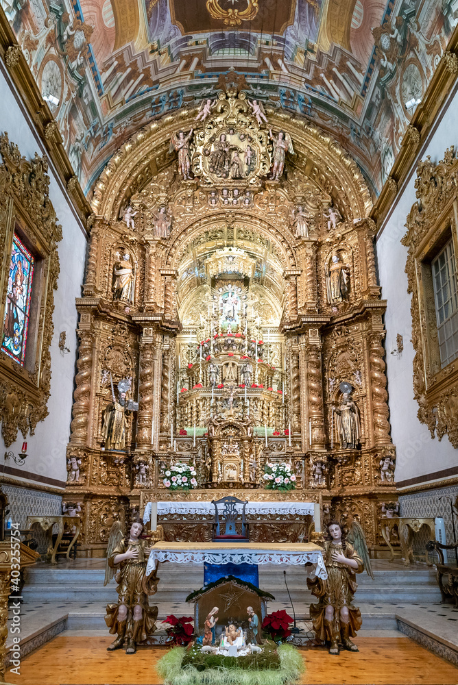 view of the altar of the Igreja do Carmo Church in Faro