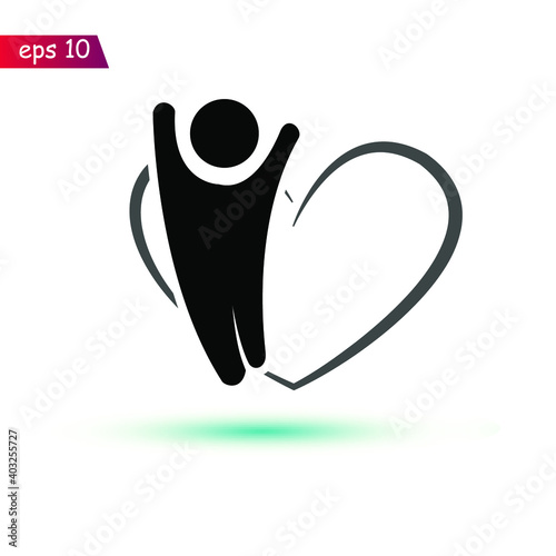 Happy people icon with love lines