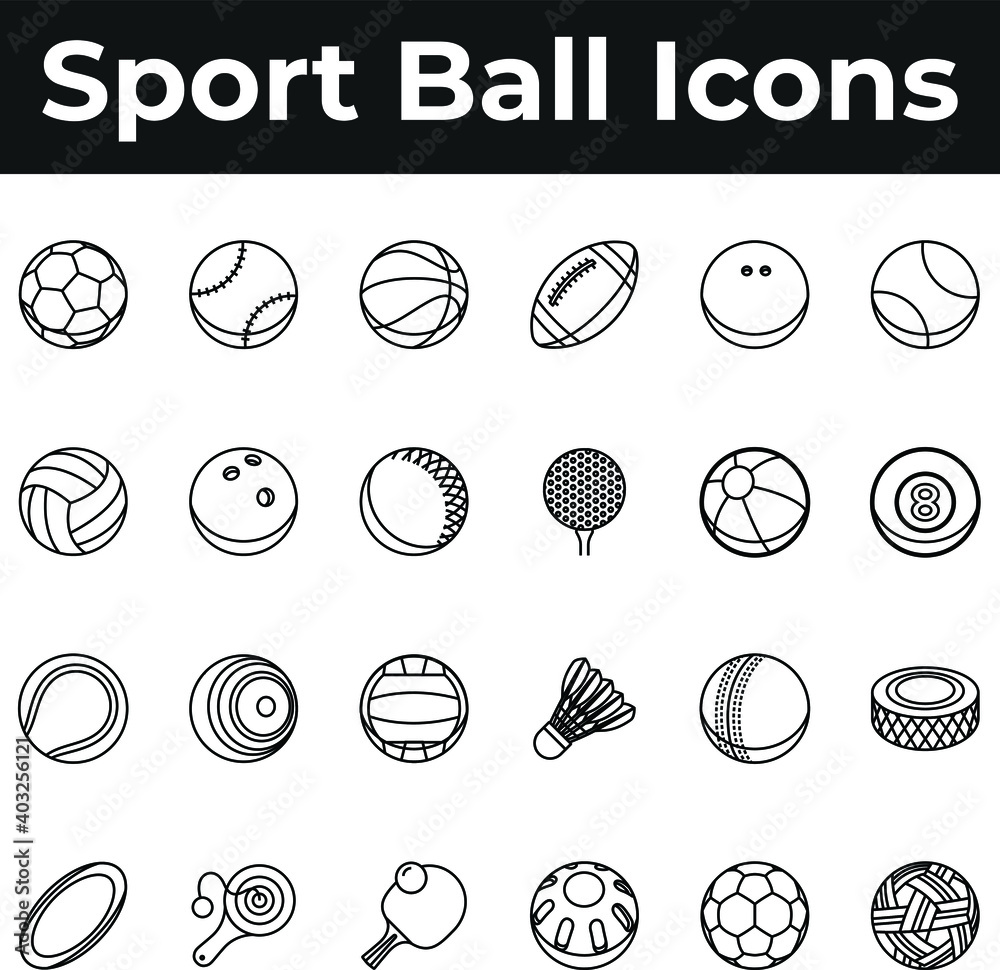 Sport ball game play icon set