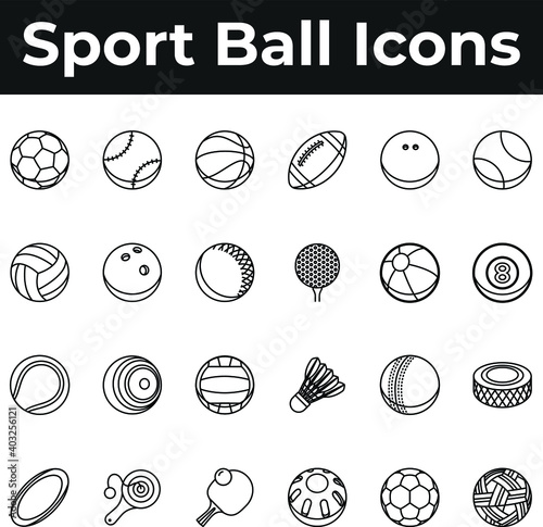 Sport ball game play icon set