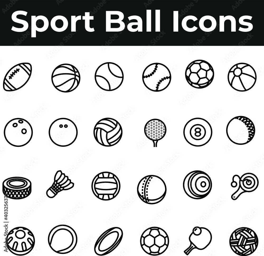 Fototapeta premium Sport ball game play icon set