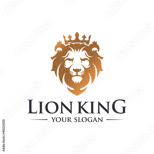 Luxury Golden Royal Lion King logo design inspiration