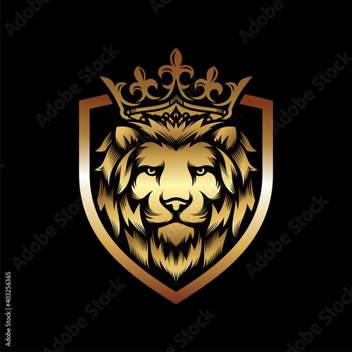 Lion head vintage logo icon illustration